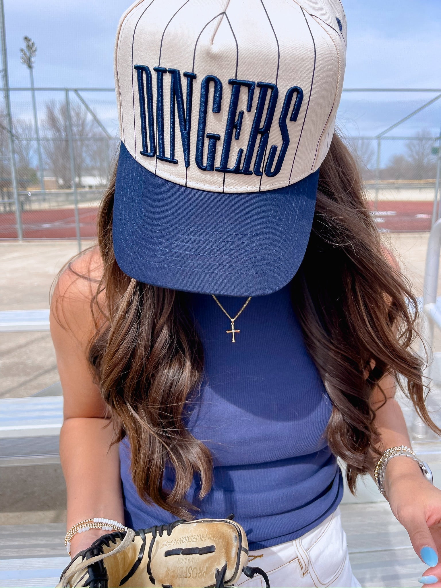 Dingers - Navy Stripe Vintage Trucker Hat - PREORDER - Shop LINNY CO