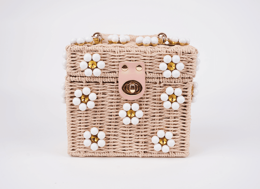 Dreaming in Pink Woven Flower Bag - Shop LINNY CO