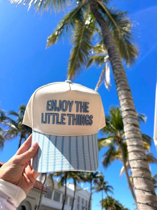 Enjoy the Little Things - Blue Stripe Vintage Trucker Hat - Shop LINNY CO