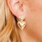 Esme Double Heart Statement Earrings - Gold - Shop LINNY CO