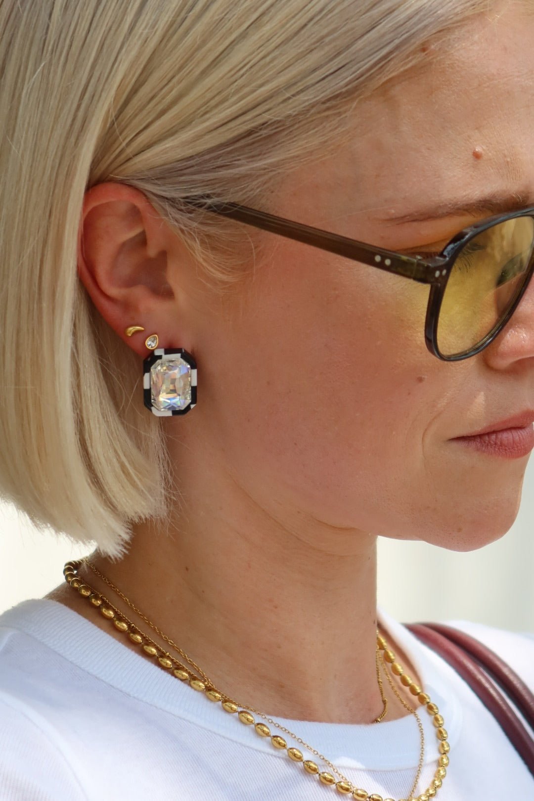 Eva Statement Earring - Black & White - Shop LINNY CO