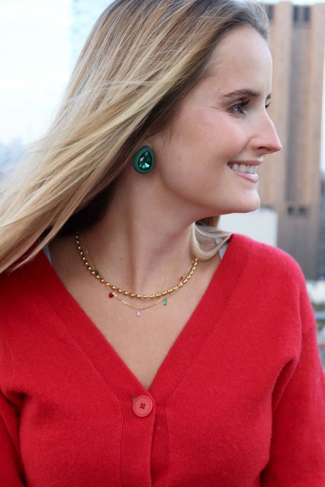 Eva Statement Earring - Green Pear - Shop LINNY CO