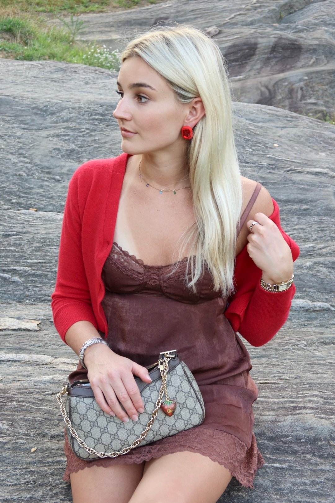 Eva Statement Earring - Red Rectangle - Shop LINNY CO