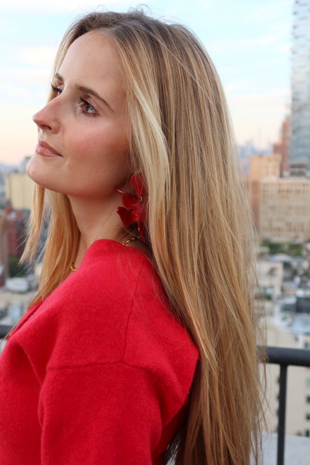 Flora Statement Earrings - Crimson - Shop LINNY CO