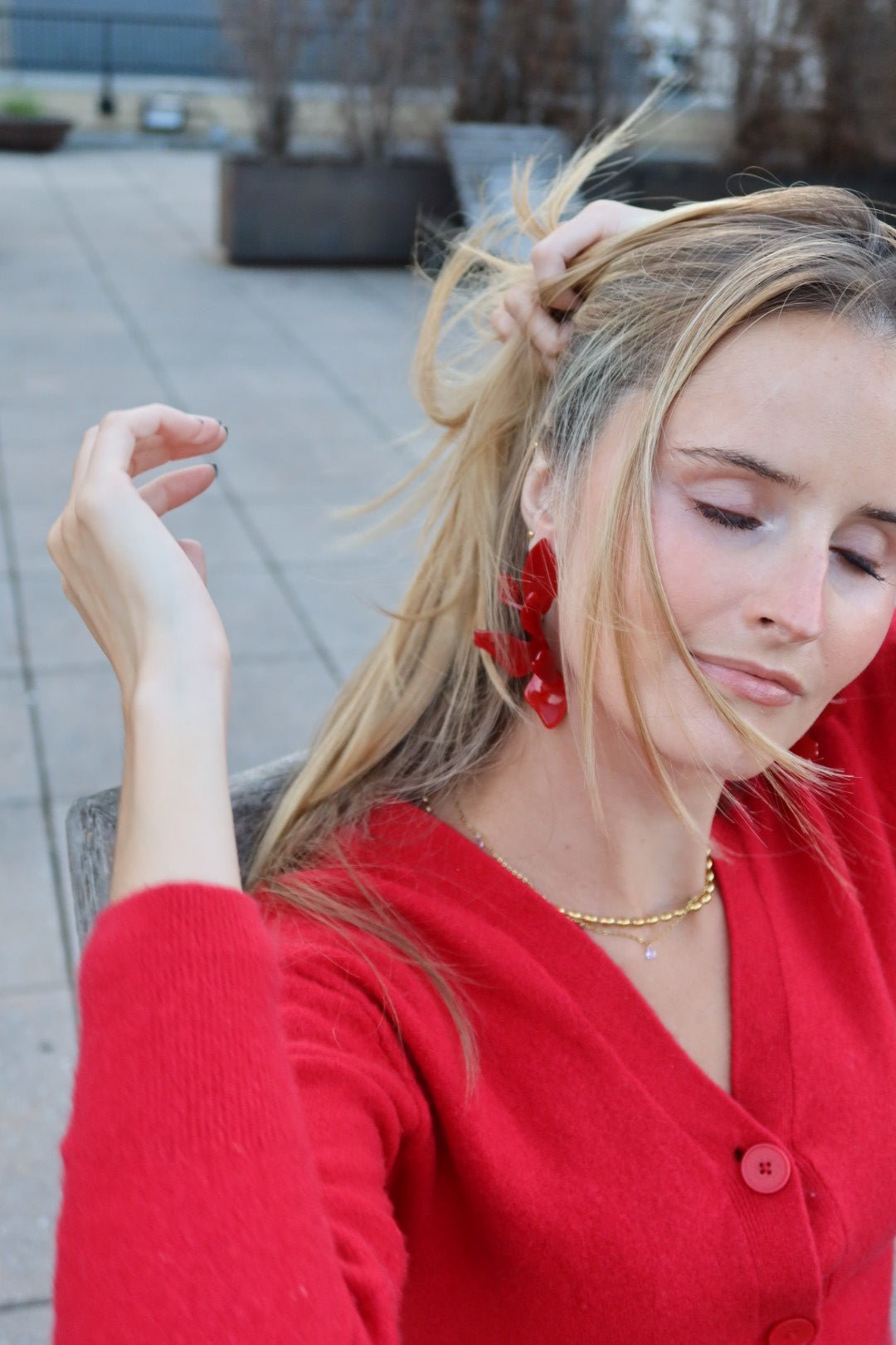 Flora Statement Earrings - Crimson - Shop LINNY CO