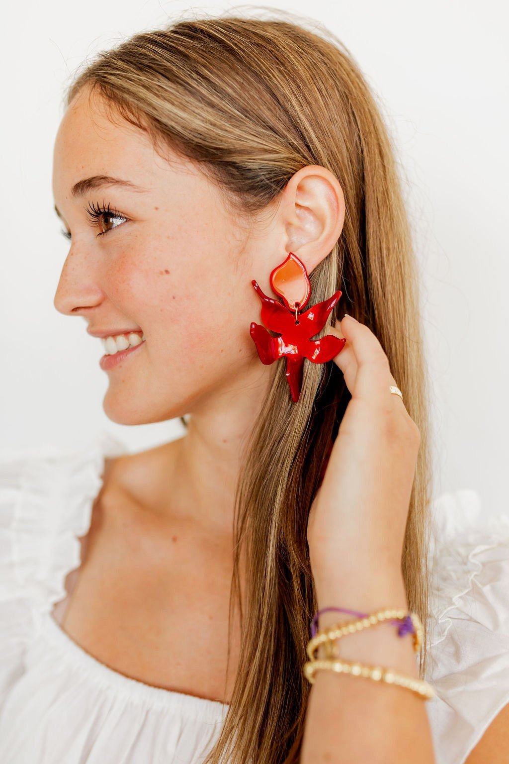 Flora Statement Earrings - Crimson - Shop LINNY CO