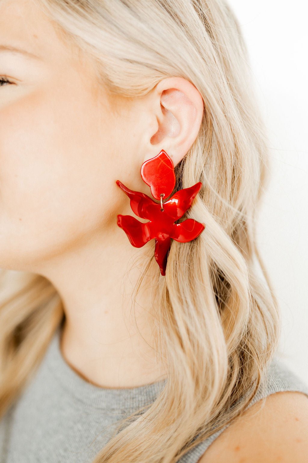 Flora Statement Earrings - Crimson - Shop LINNY CO