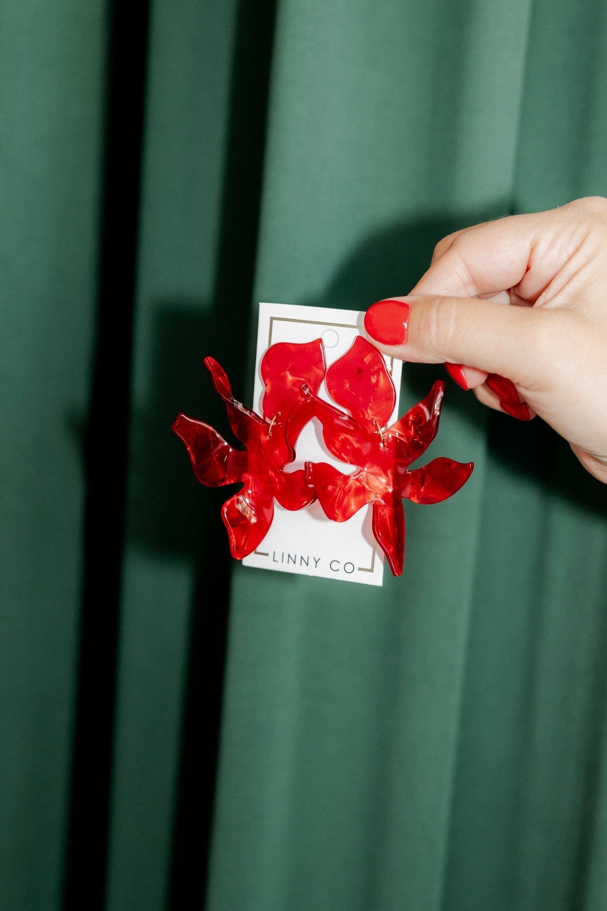 Flora Statement Earrings - Pearlized Red - Shop LINNY CO