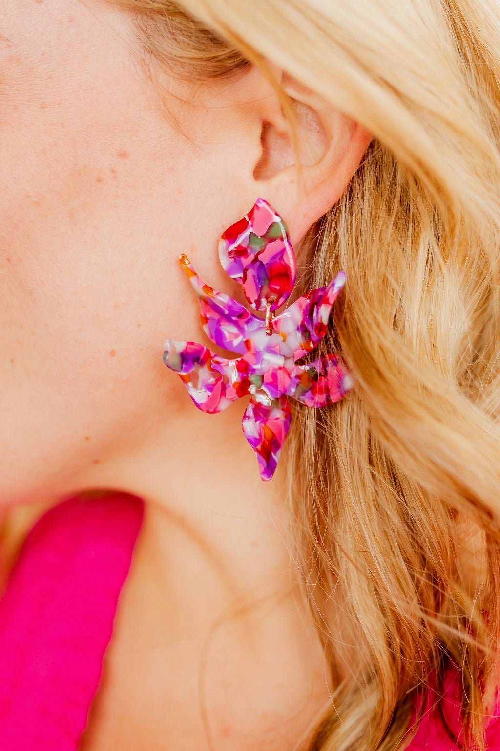 Flora Statement Earrings - Pink Multi - Shop LINNY CO