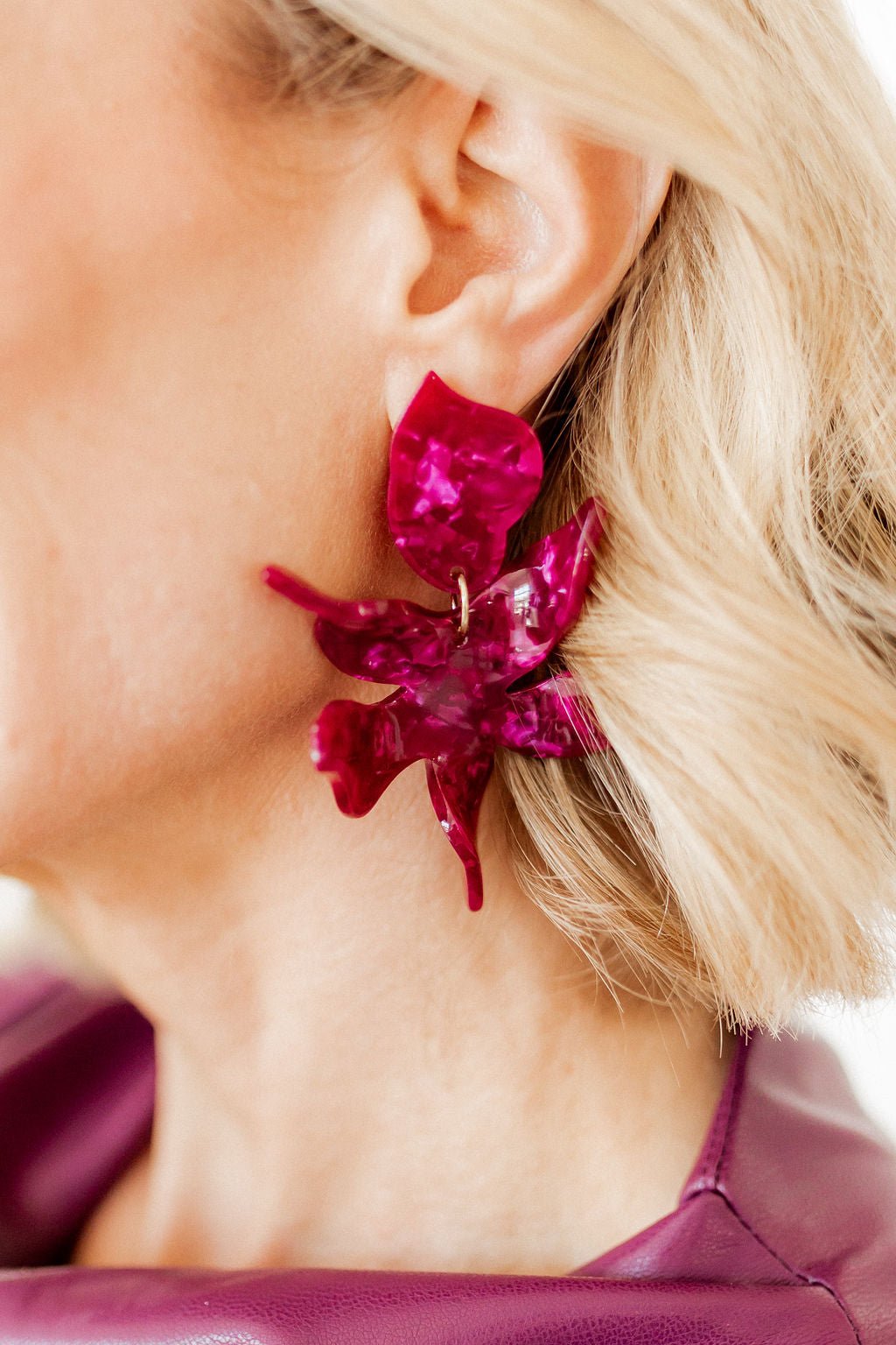 Flora Statement Earrings - Pinot Noir - Shop LINNY CO