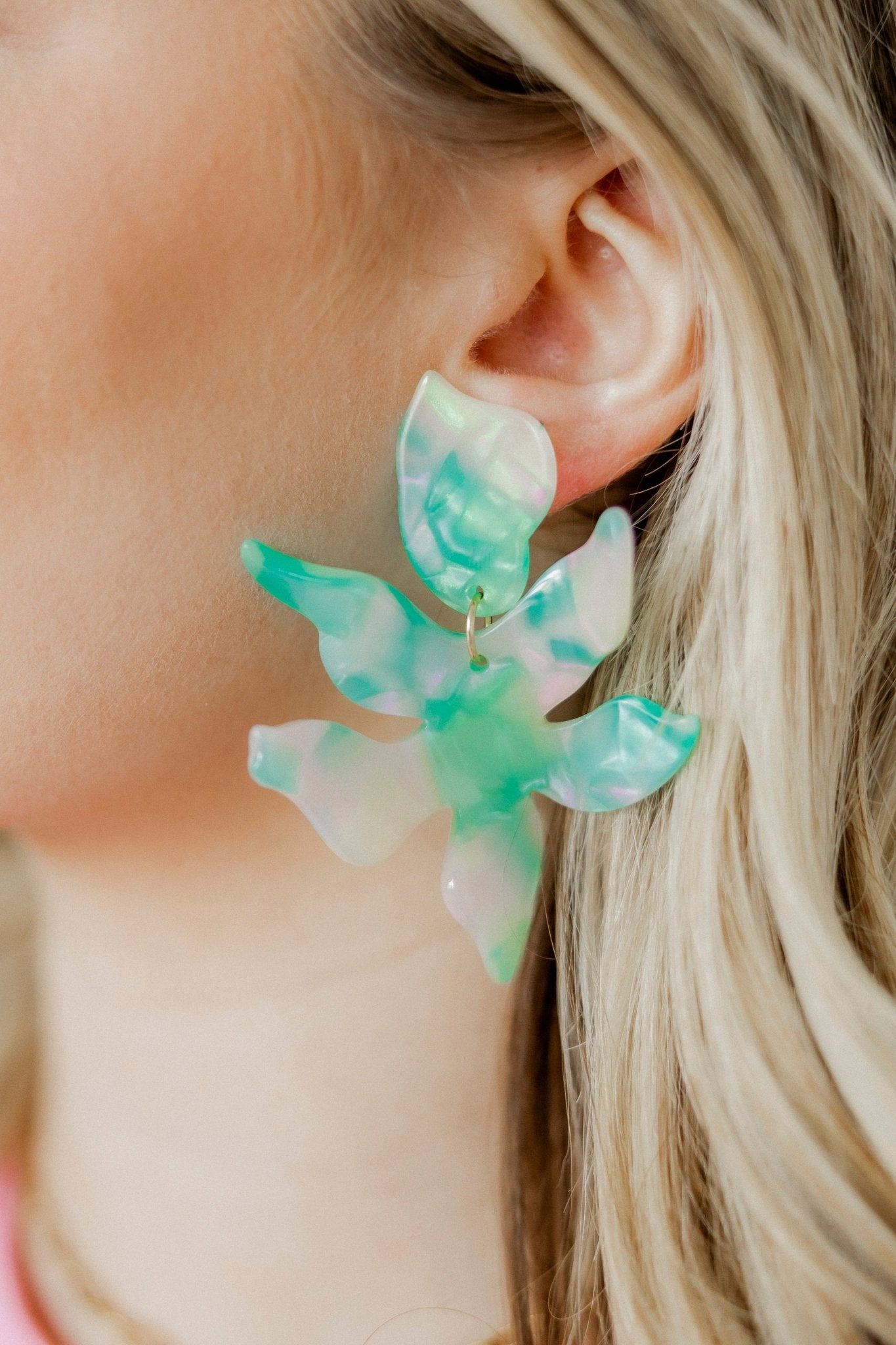 Flora Statement Earrings - Teal Seaglass - Shop LINNY CO