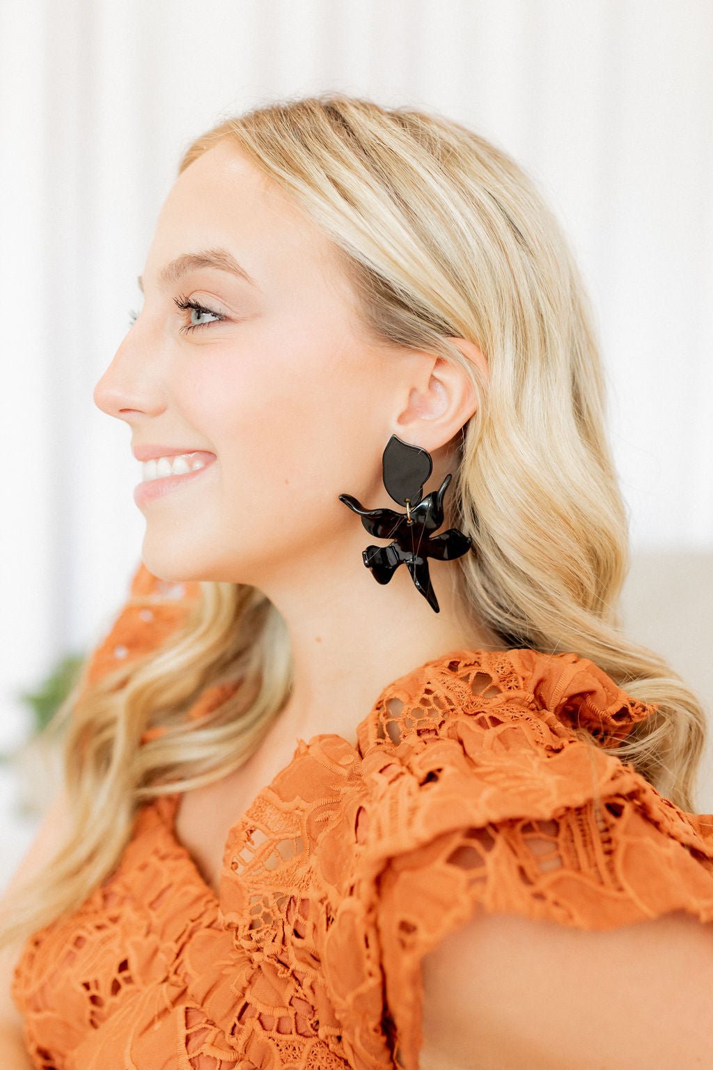 Flora Statement Earrings - True Black - Shop LINNY CO
