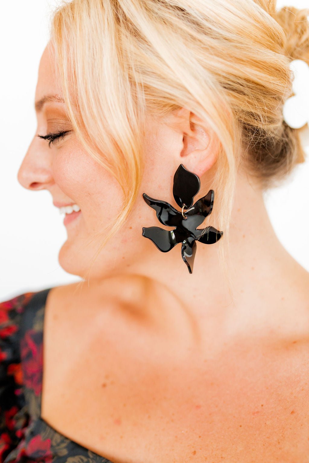 Flora Statement Earrings - True Black - Shop LINNY CO