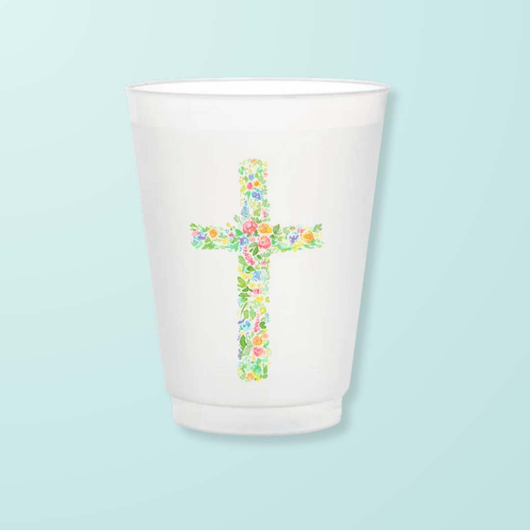 Floral Cross Frosted Cups - Shop LINNY CO