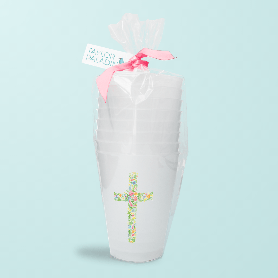 Floral Cross Frosted Cups - Shop LINNY CO
