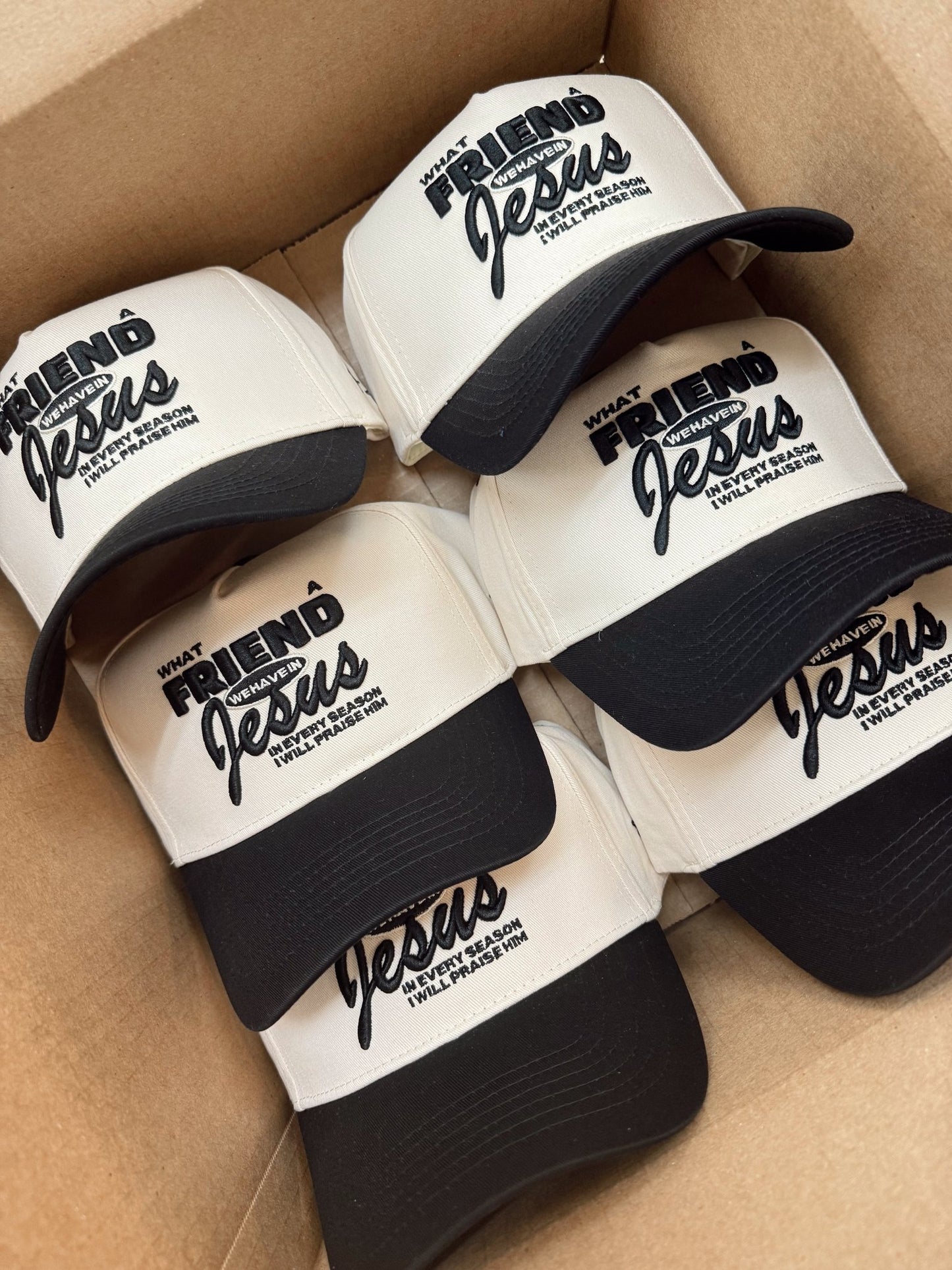 Friend in Jesus - Black Vintage Trucker Hat - Shop LINNY CO