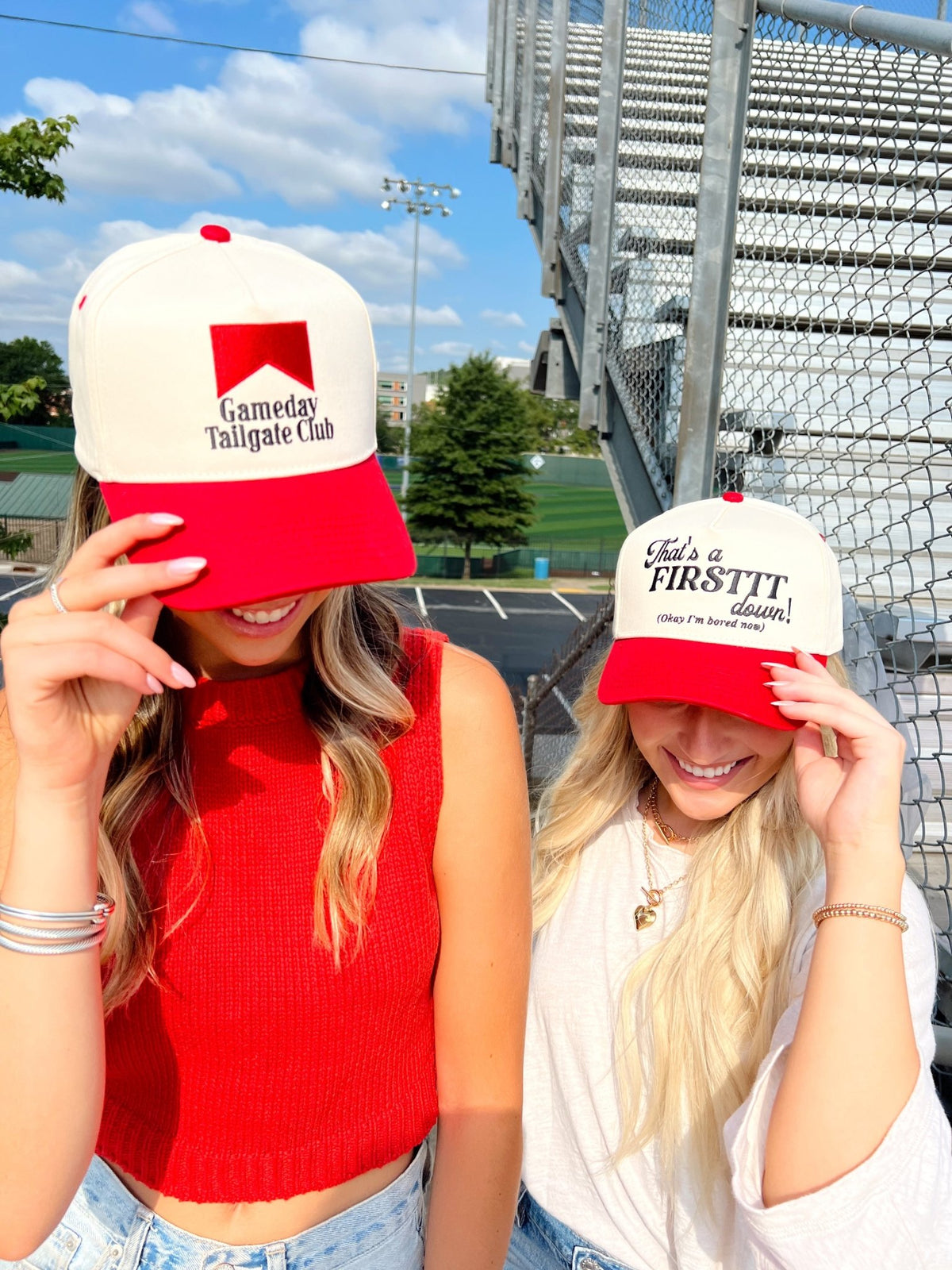Gameday Tailgate Club - Red Vintage Trucker Hat - Shop LINNY CO