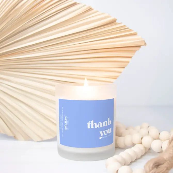 Glass Candle - Thank You (Oak Moss & Amber) - Shop LINNY CO