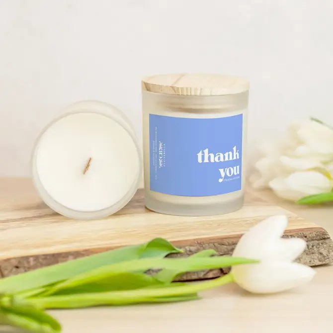 Glass Candle - Thank You (Oak Moss & Amber) - Shop LINNY CO