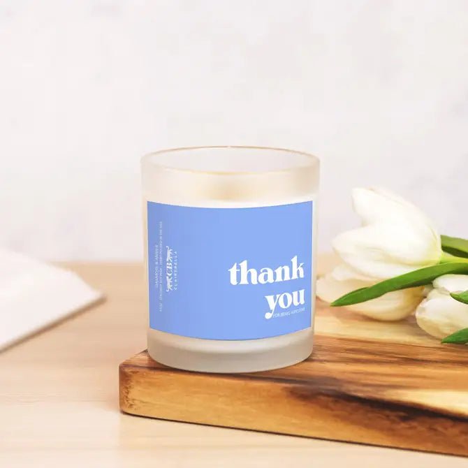 Glass Candle - Thank You (Oak Moss & Amber) - Shop LINNY CO