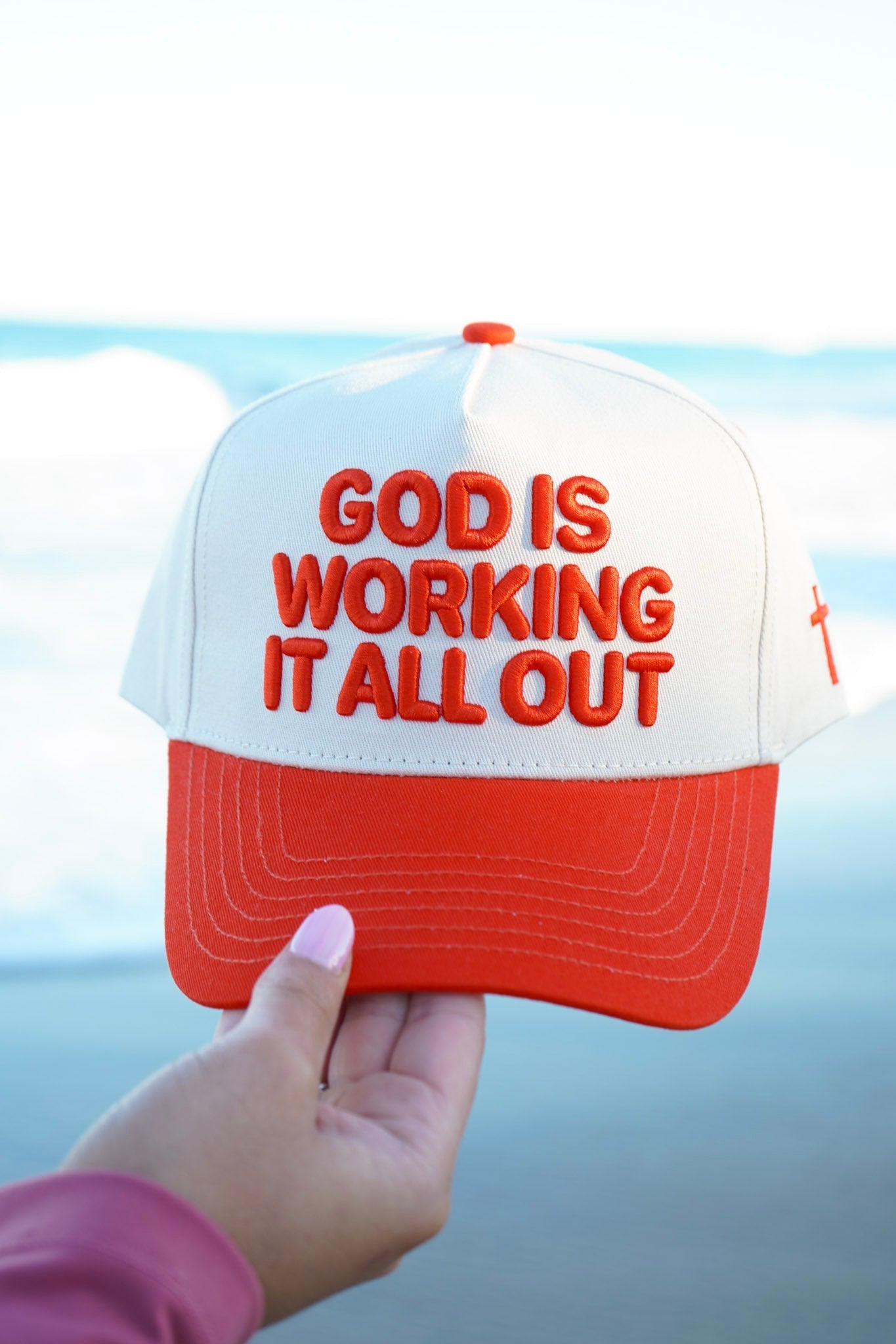 God Is Working It All Out - Red Trucker Hat - Shop LINNY CO