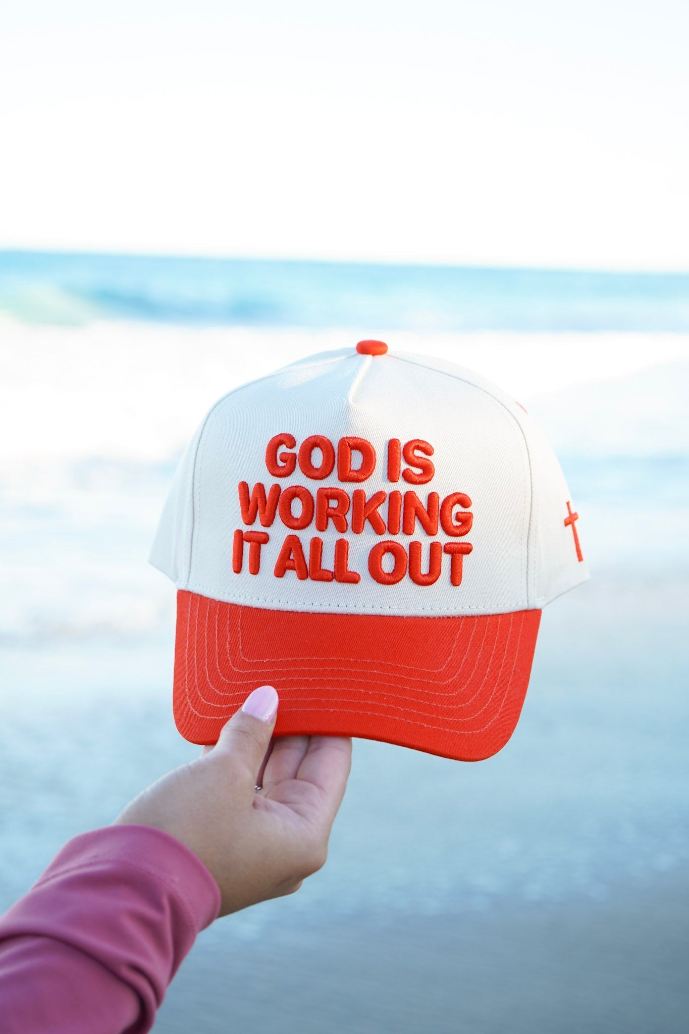 God Is Working It All Out - Red Trucker Hat - Shop LINNY CO