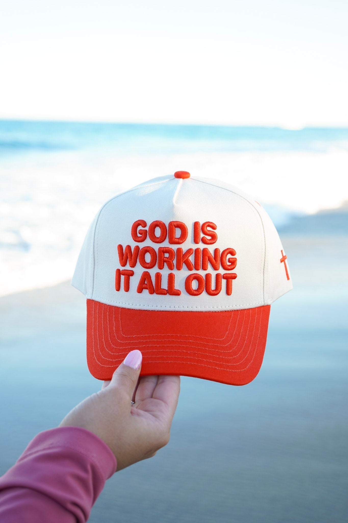 God Is Working It All Out - Red Trucker Hat - Shop LINNY CO