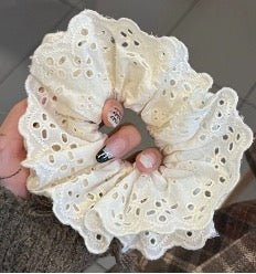 Hair Scrunchie Greer - Eyelet White - Shop LINNY CO