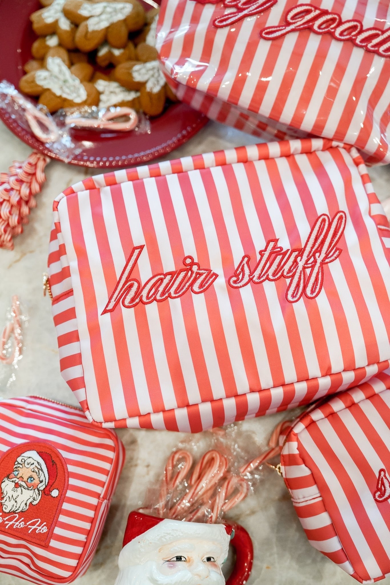 Hair Stuff - Pink & Red Stripes XL Bag - Shop LINNY CO