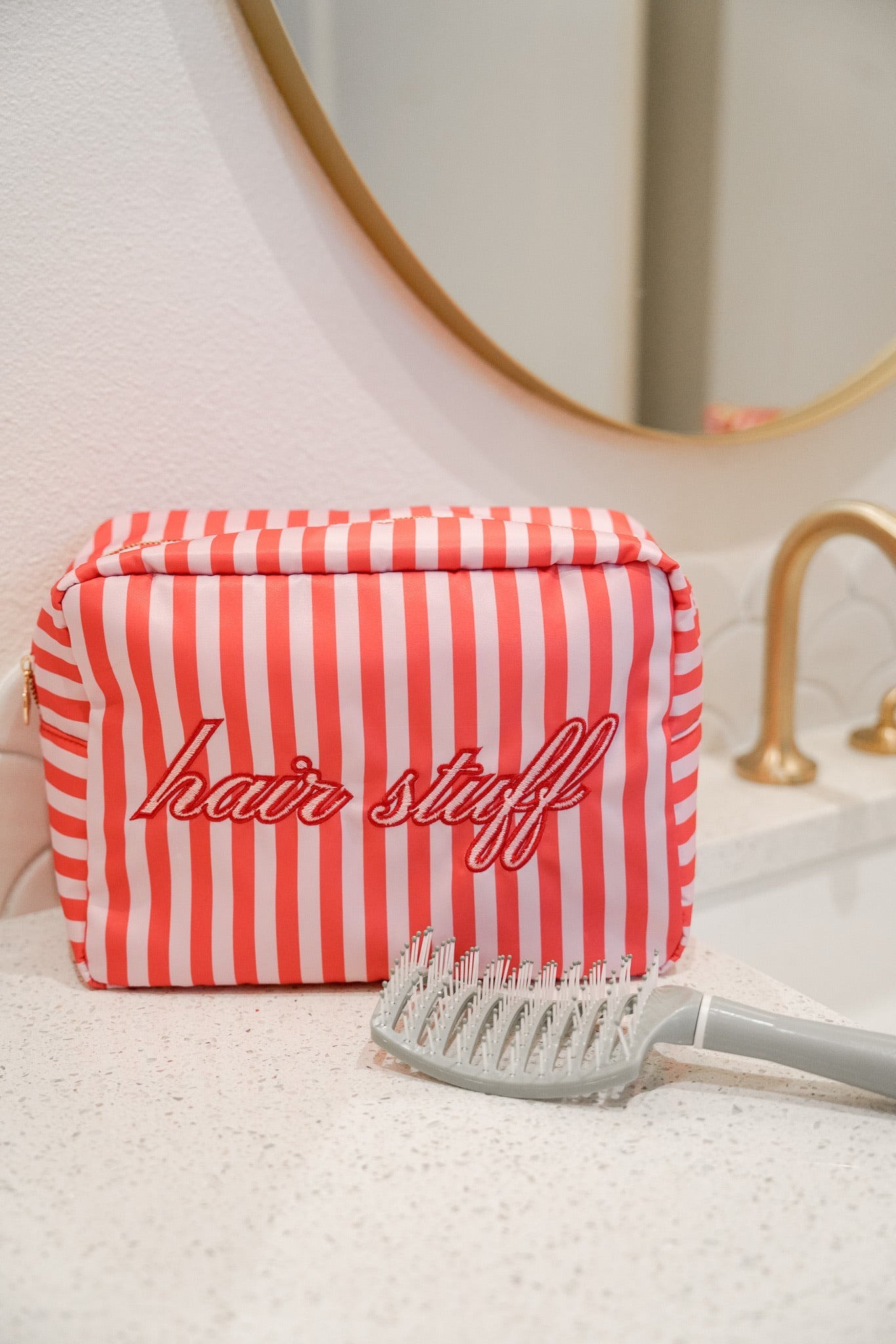Hair Stuff - Pink & Red Stripes XL Bag - Shop LINNY CO