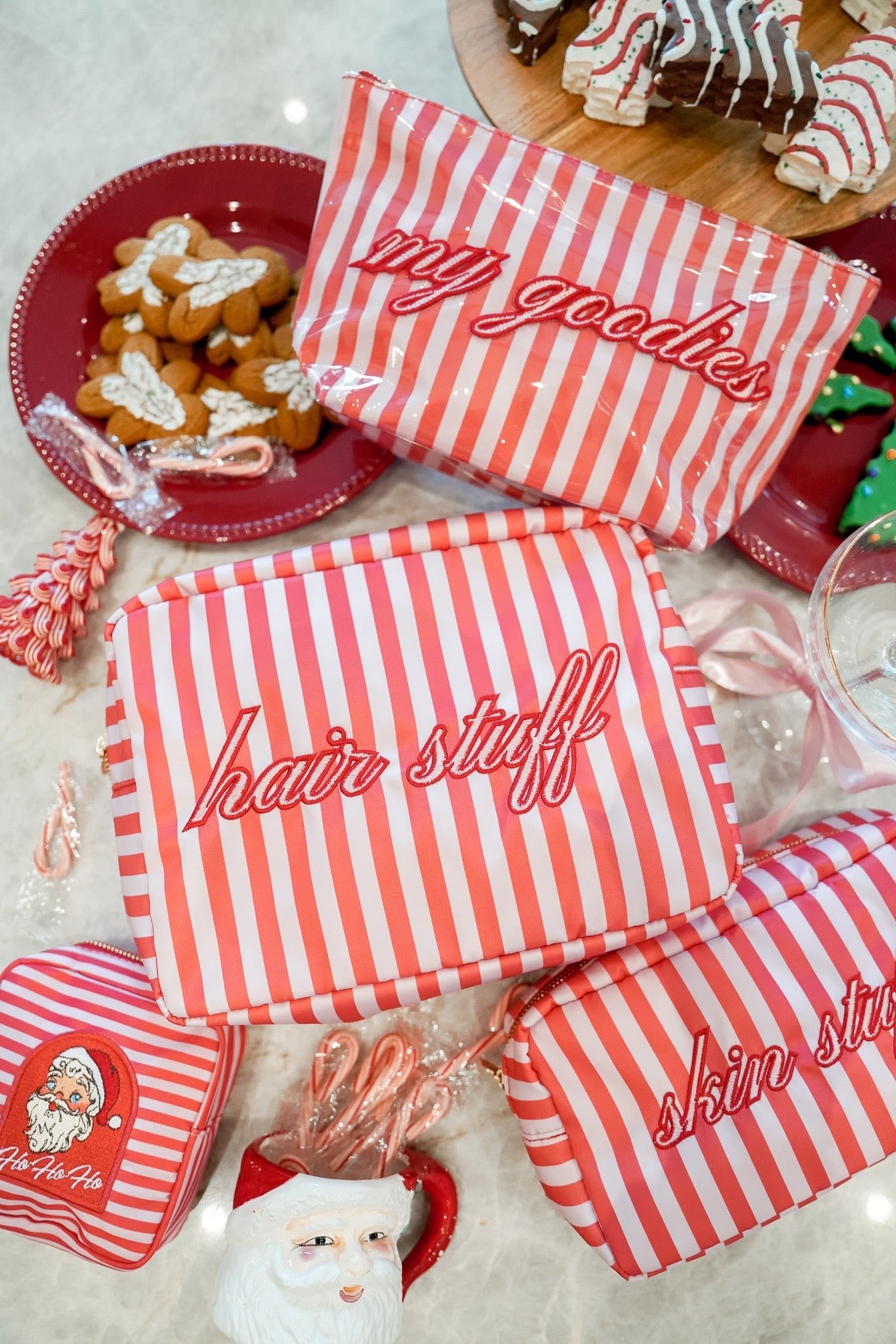 Hair Stuff - Pink & Red Stripes XL Bag - Shop LINNY CO