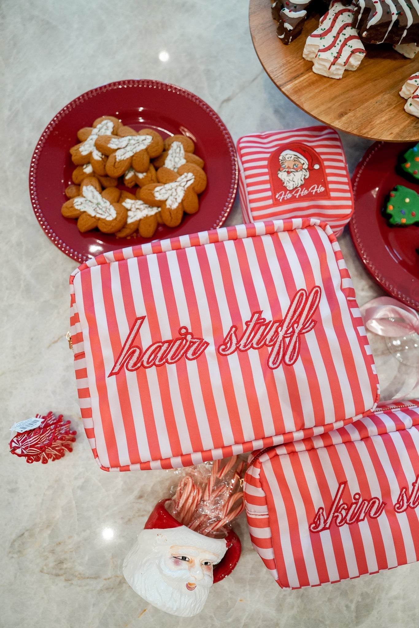 Hair Stuff - Pink & Red Stripes XL Bag - Shop LINNY CO
