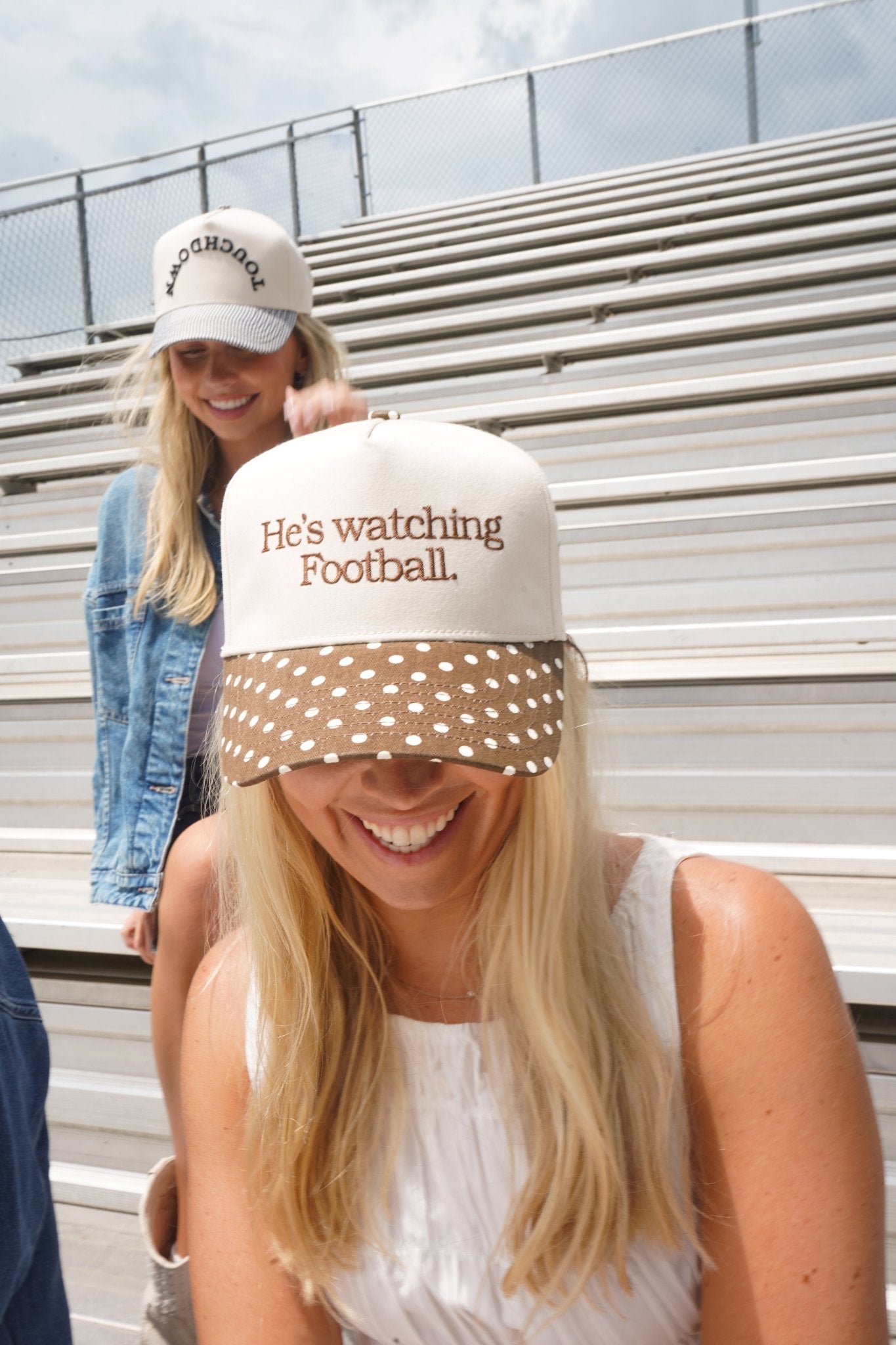 He's Watching Football - Brown Polka Dot Hat - Shop LINNY CO