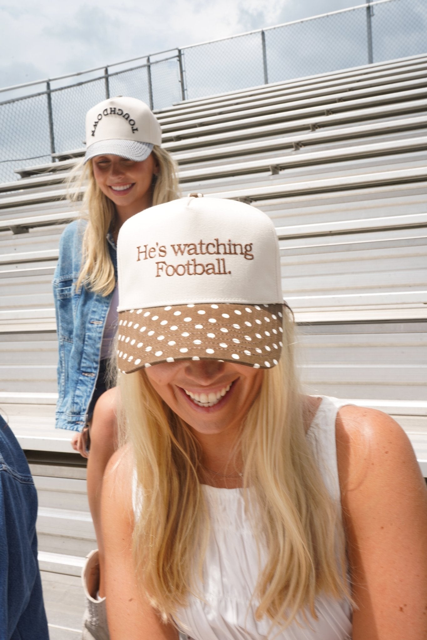 He's Watching Football - Brown Polka Dot Hat - Shop LINNY CO
