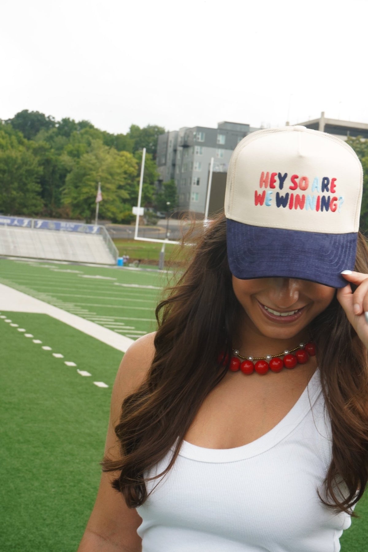 Hey So Are We Winning - Navy Corduroy Trucker Hat - Shop LINNY CO