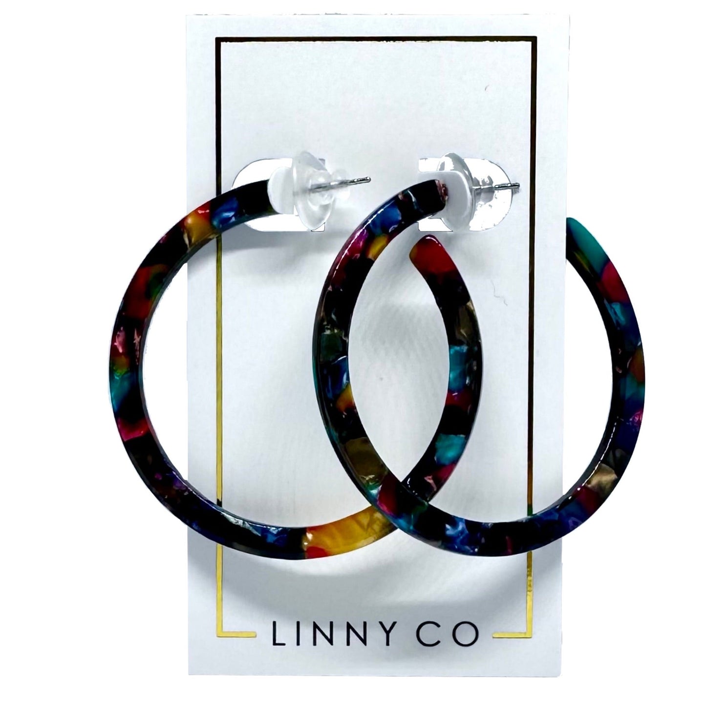 Holly Medium Hoop Earrings - True Blue - Shop LINNY CO