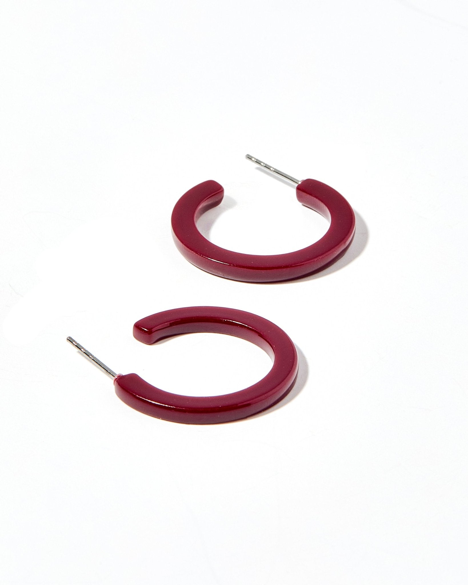 Holly Mini Hoop Earrings - Maroon - Shop LINNY CO