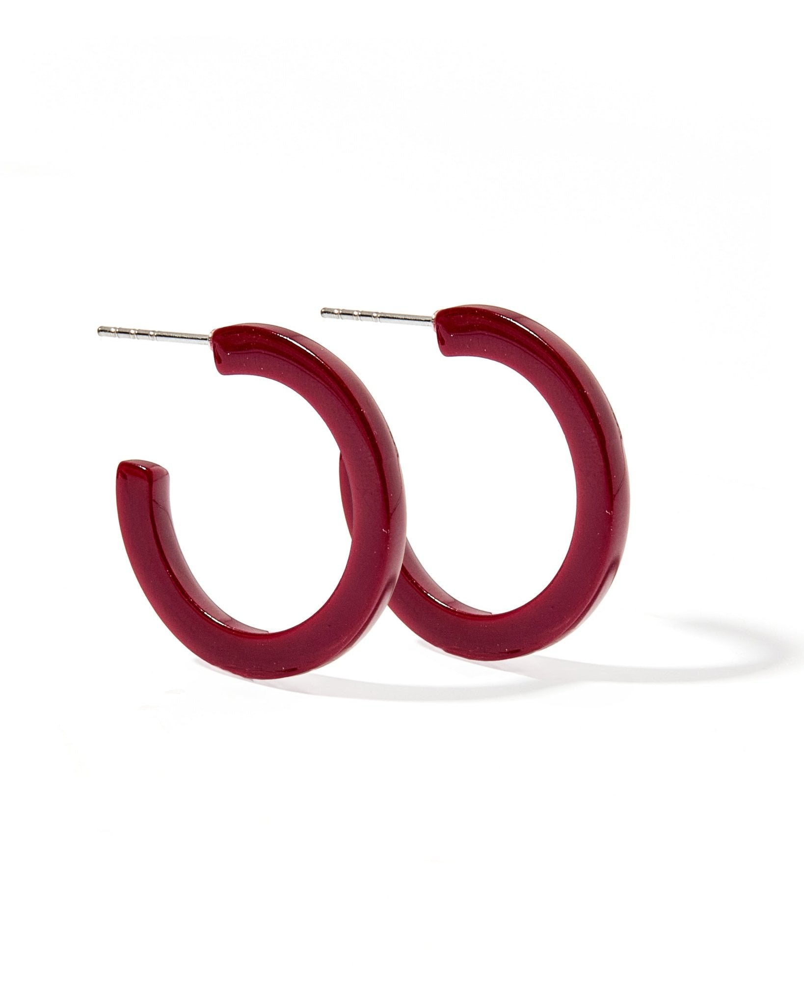 Holly Mini Hoop Earrings - Maroon - Shop LINNY CO