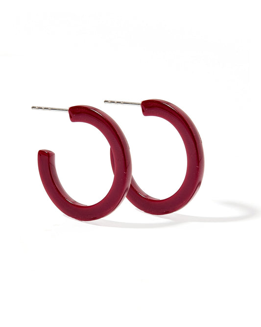 Holly Mini Hoop Earrings - Maroon - Shop LINNY CO