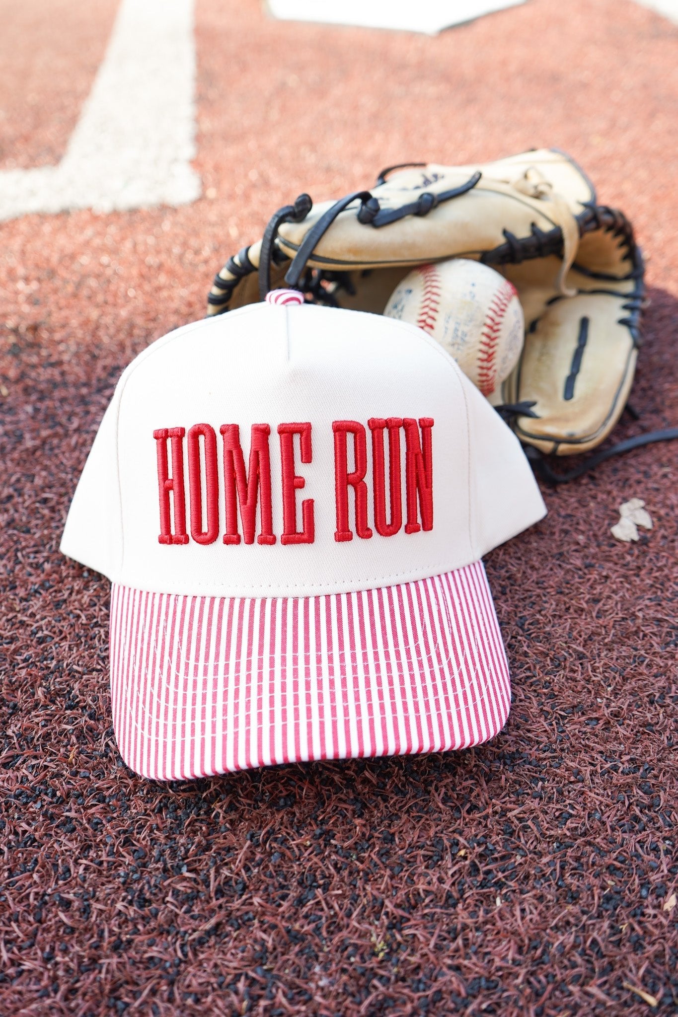 Homerun Baseball - Red Striped Trucker Hat - Shop LINNY CO