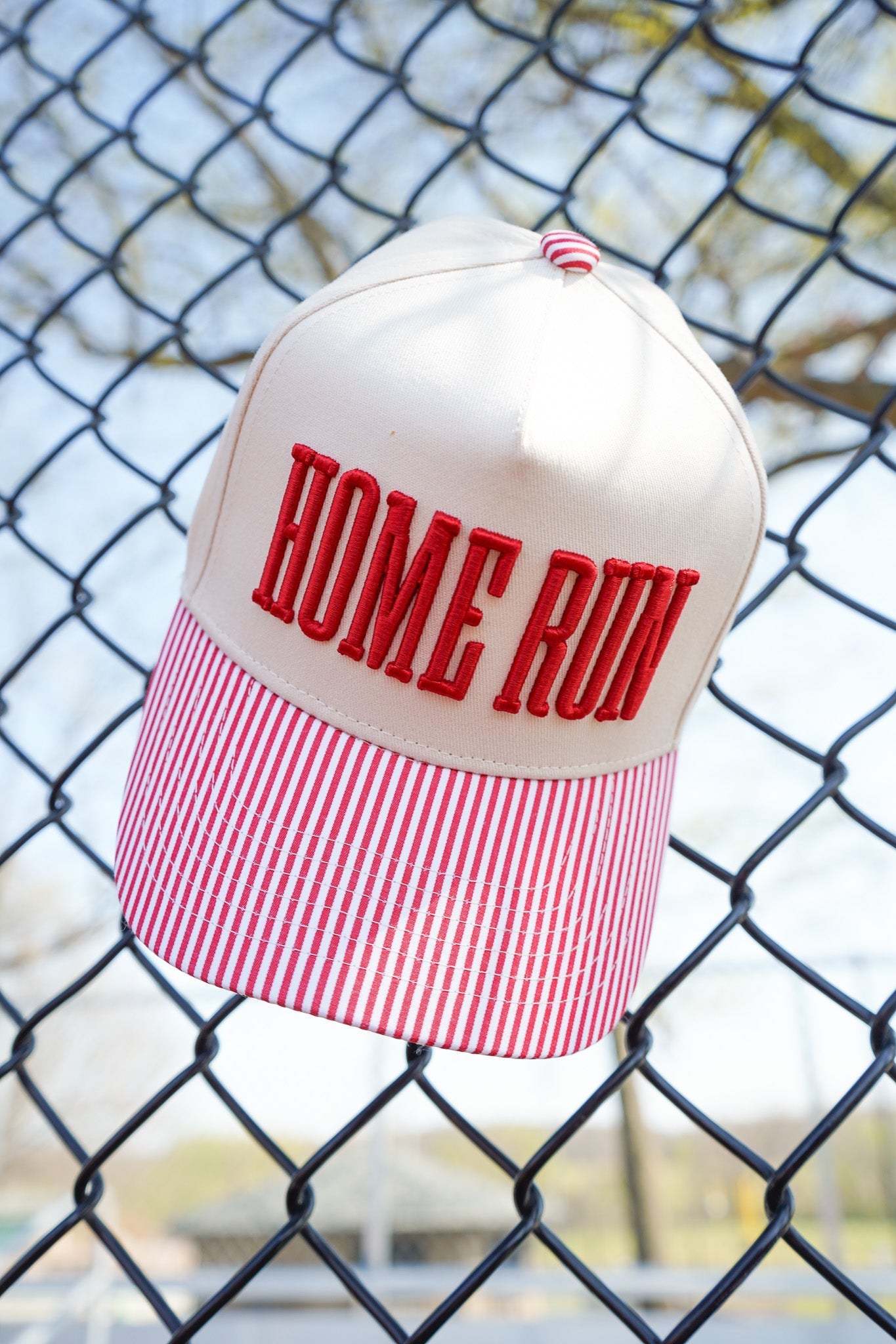 Homerun Baseball - Red Striped Trucker Hat - Shop LINNY CO