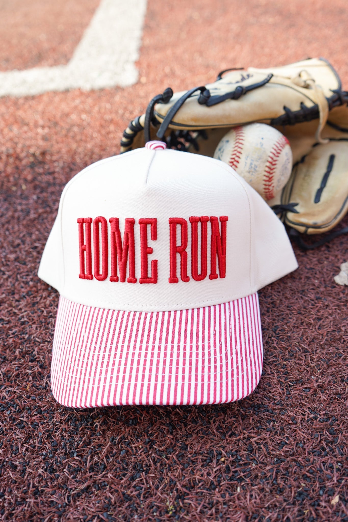 Homerun Baseball - Red Striped Trucker Hat - Shop LINNY CO