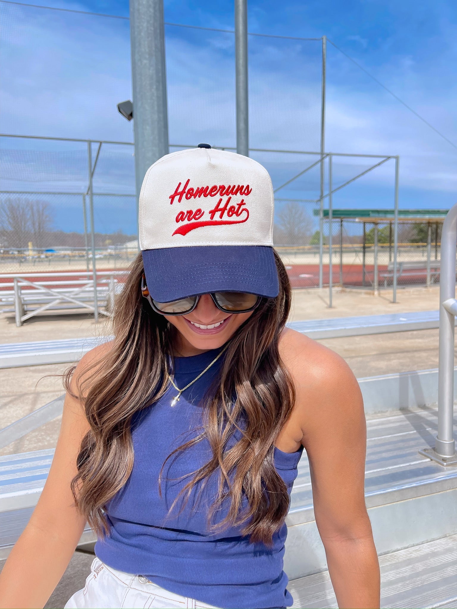 Homeruns are Hot - Navy Vintage Trucker Hat - Shop LINNY CO
