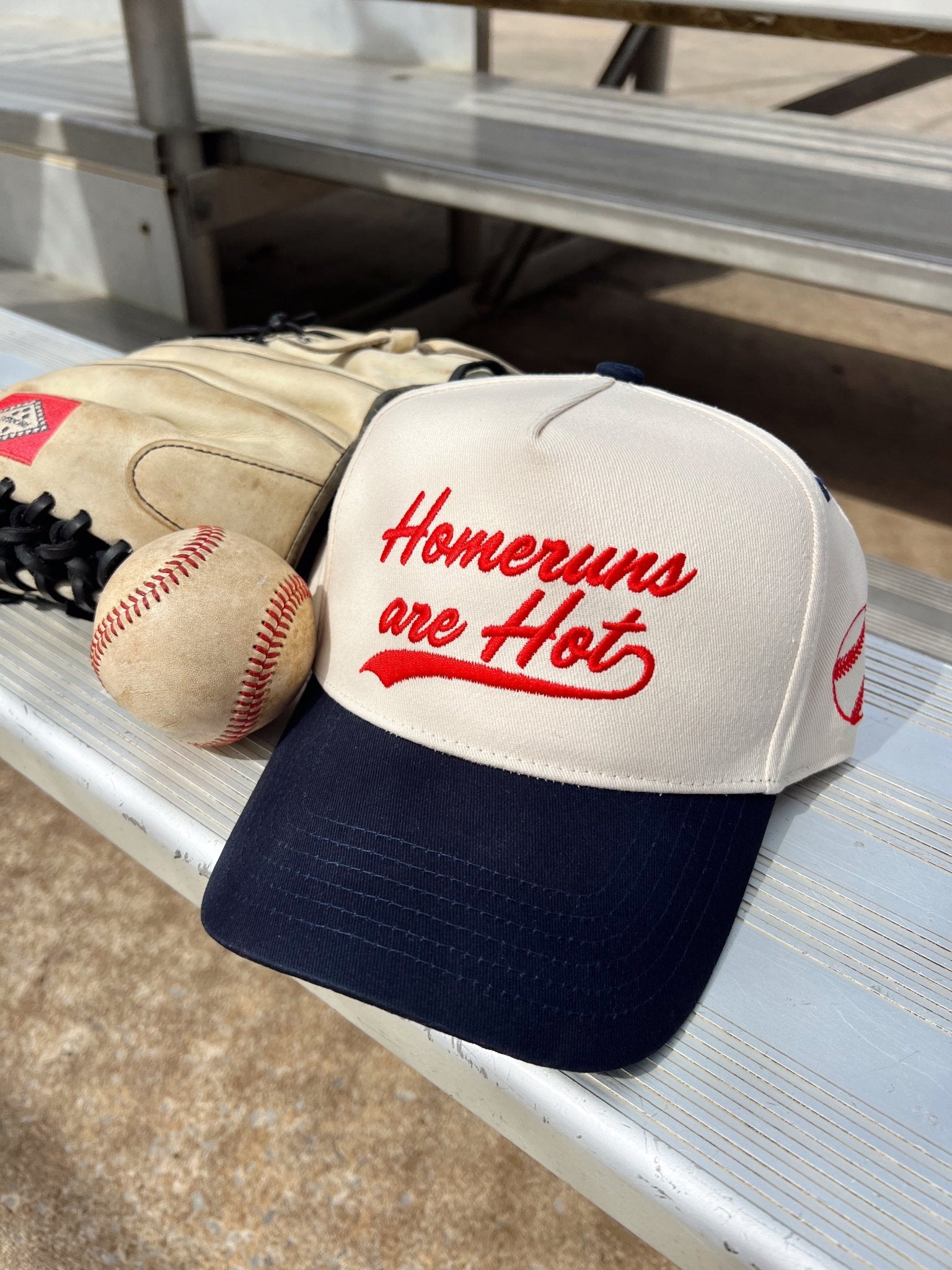 Homeruns are Hot - Navy Vintage Trucker Hat - Shop LINNY CO
