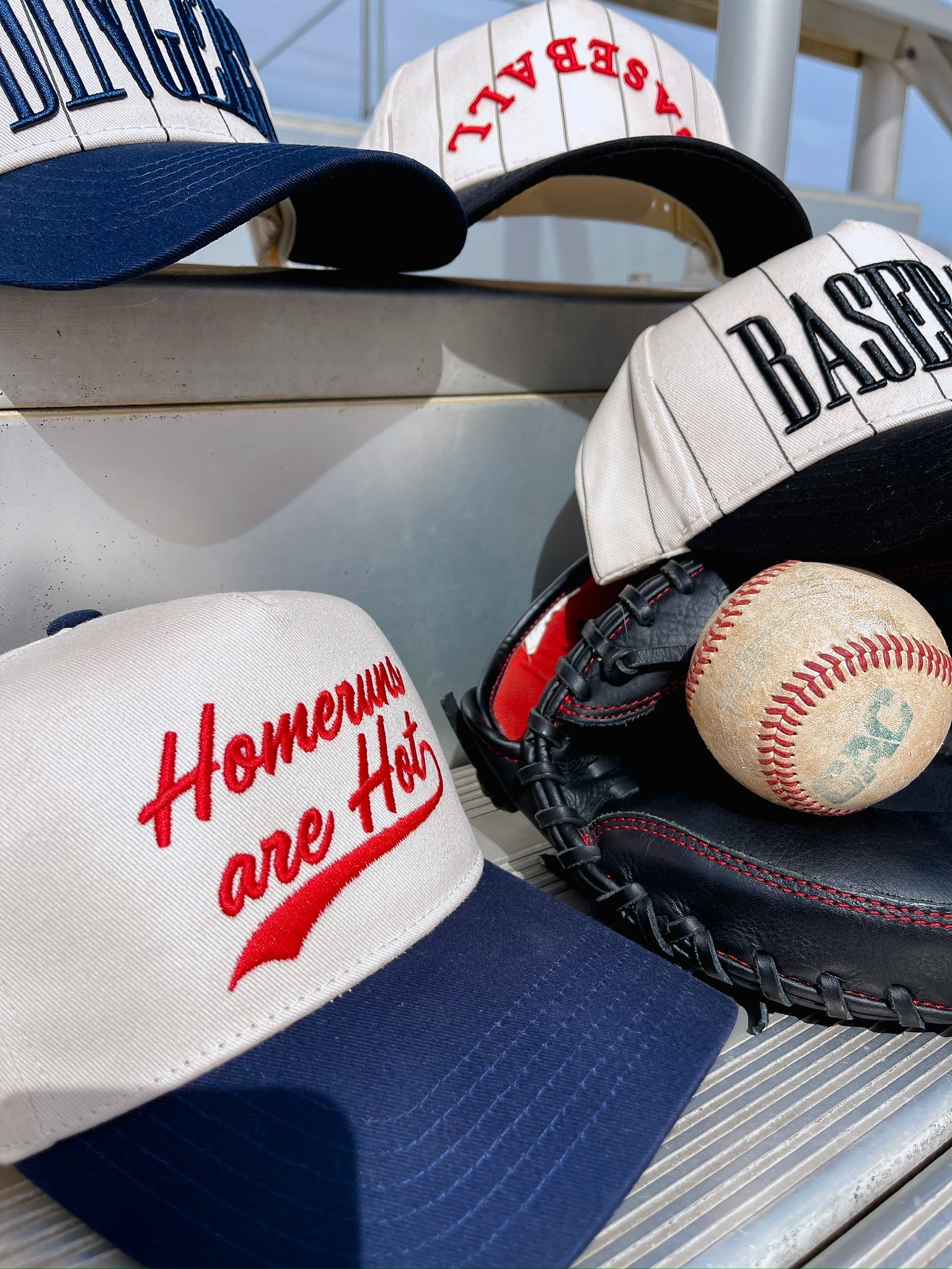 Homeruns are Hot - Navy Vintage Trucker Hat - Shop LINNY CO