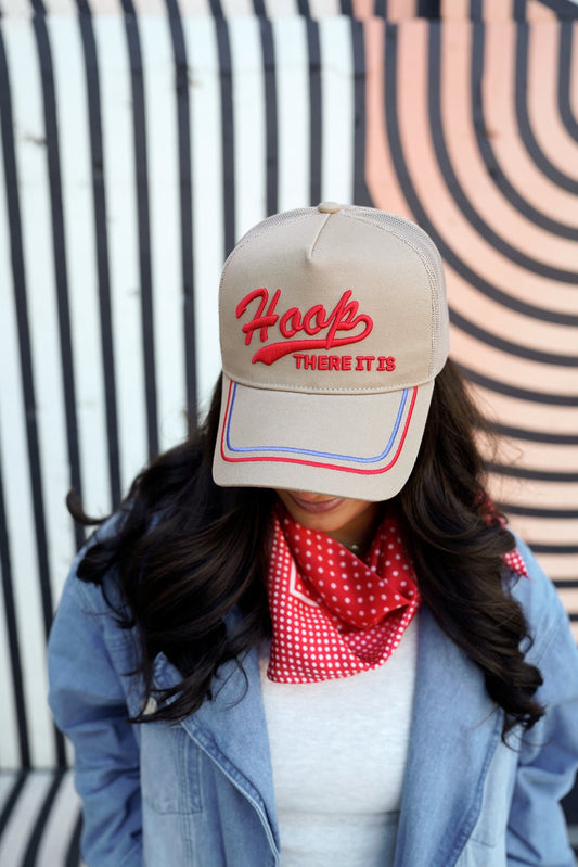 Hoop there it is - Tan Vintage Trucker Hat - Shop LINNY CO