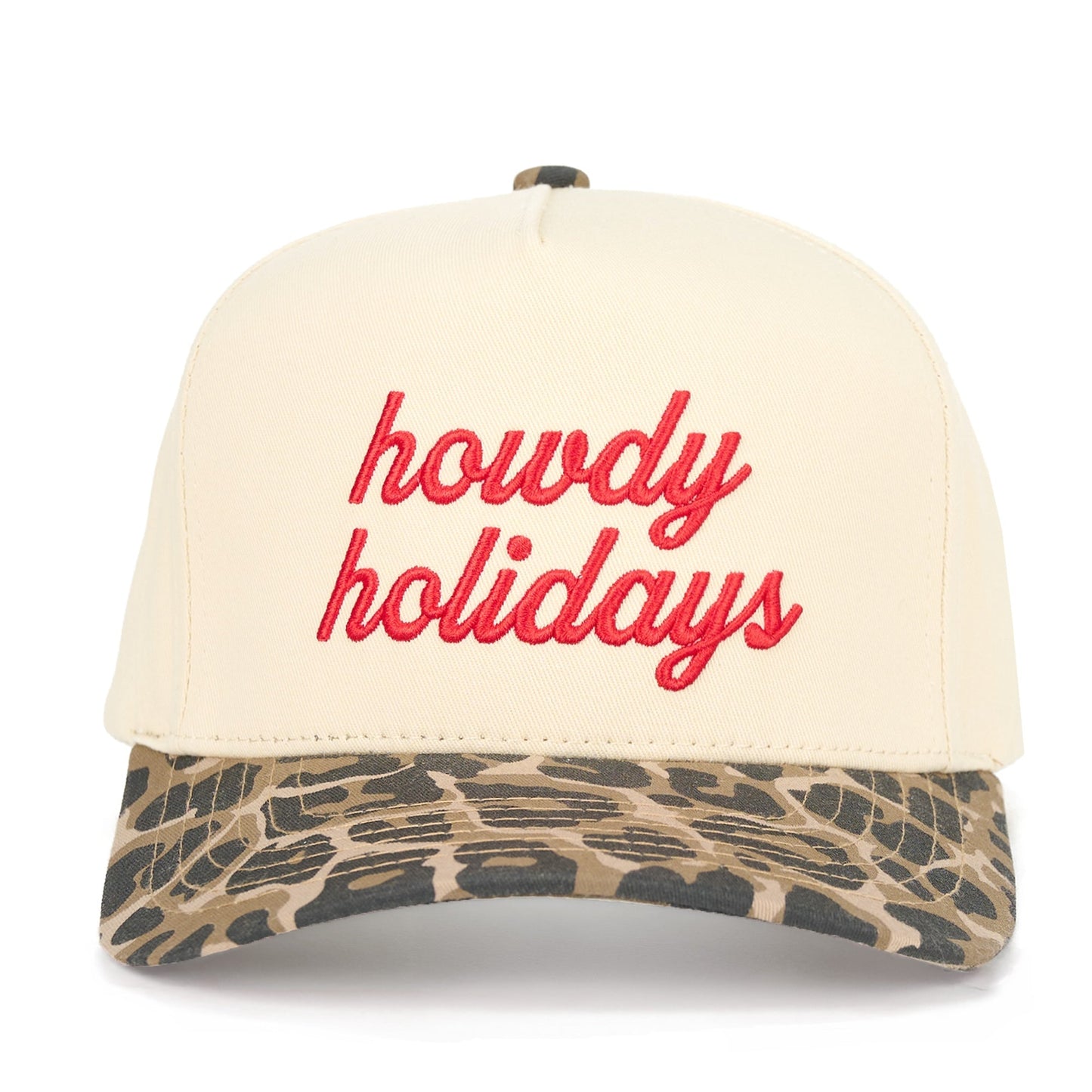 Howdy Holidays Red and Leopard - Vintage Trucker Hat - Shop LINNY CO