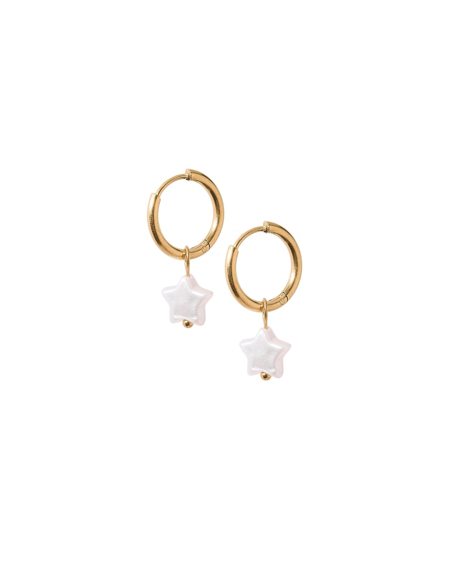 Huggie Charm Earrings - Aster Star Pearl - Shop LINNY CO