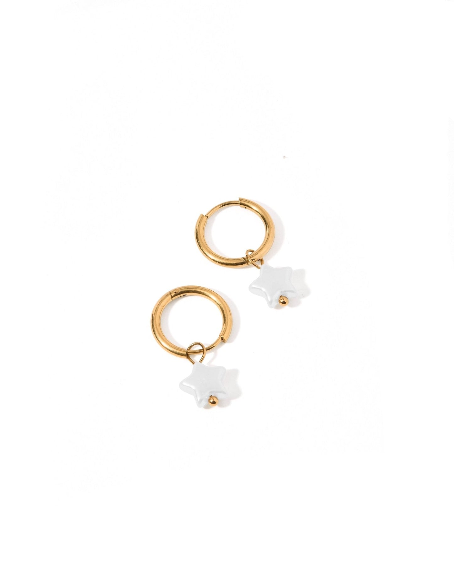 Huggie Charm Earrings - Aster Star Pearl - Shop LINNY CO
