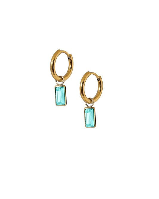 Huggie Charm Earrings - Edith Blue Gold - Shop LINNY CO